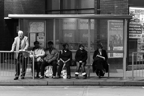 Waiting for a bus.